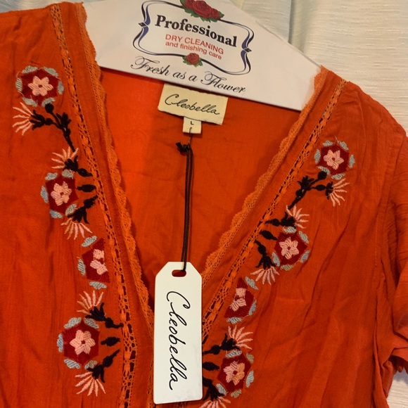 Cleobella Orange Maxi Dress with Floral Embroidery - Picture 2 of 5